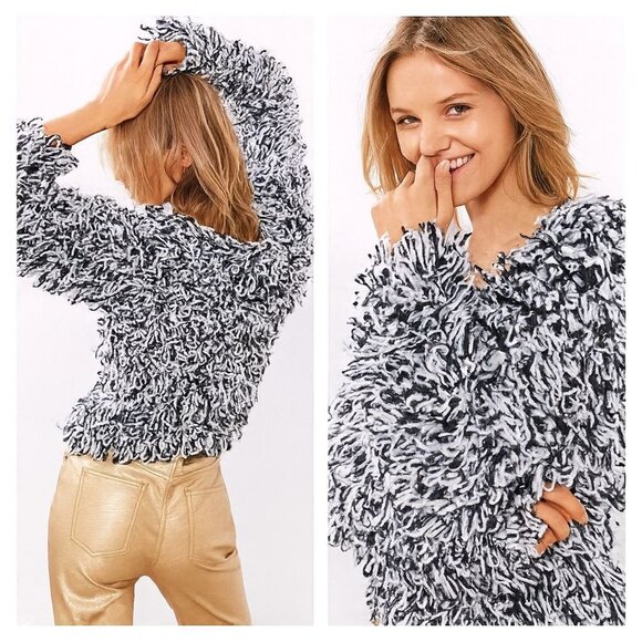 Glamorous|Urban Outfitters Shaggy Fringe Pullover Sweater Loopy Knit  M/L - Picture 10 of 10